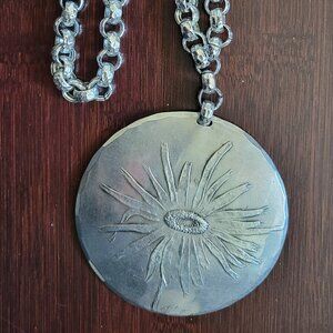 WENDELL AUGUST FORGE...Hammered Aluminum Chain, BOLD Daisy Pendant Necklace